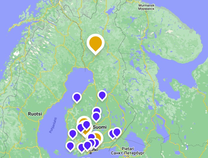 YETI Smart Bench Machines on Finnish map | Check the closest place to you and come to see YETI in LIVE